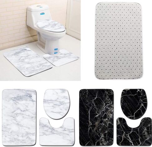 FAMKIT 3Pcs Bathroom Rug Set, Absorbent Washable Mats, Microfiber Dries Quickly Rug + U-Shaped Toilet Mat + Lid Cover for Home Kitchen Bath Tub Bathroom in Kuwait