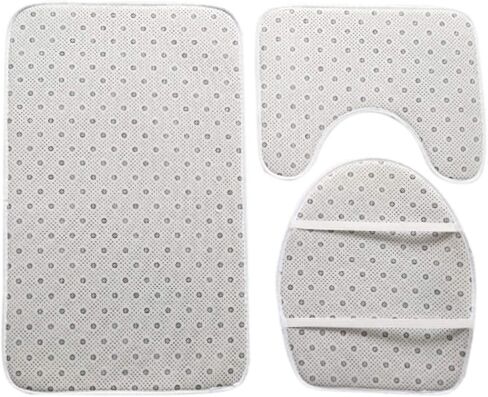 FAMKIT 3Pcs Bathroom Rug Set, Absorbent Washable Mats, Microfiber Dries Quickly Rug + U-Shaped Toilet Mat + Lid Cover for Home Kitchen Bath Tub Bathroom in Kuwait