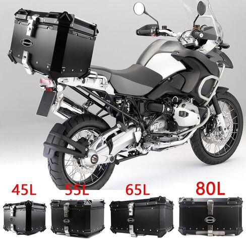 iproods 45L Motorcycle Top Case, Aluminum Alloy Universal Motorcycle Tail Box, Dual-key Storage Carrier Case Luggage Trunk (Black, 45L) in Saudi Arabia