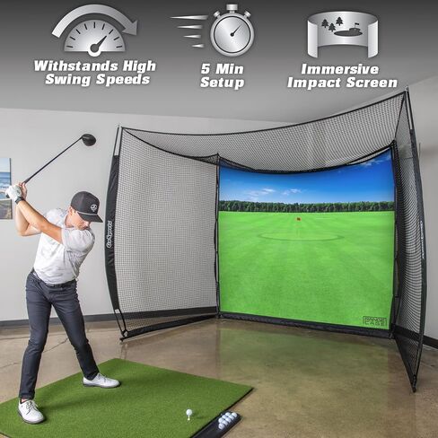 GoSports Range Cage 10 ft x 8 ft Golf Practice Hitting Net with Impact Screen - Driving Range or Simulator Screen in Saudi Arabia