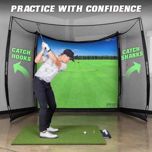 GoSports Range Cage 10 ft x 8 ft Golf Practice Hitting Net with Impact Screen - Driving Range or Simulator Screen in Saudi Arabia