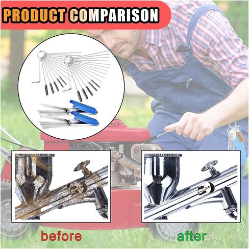 Carburetor Torch Tips Jet Remove Cleaner Made of Stainless Steel, Airbrush Cleaning Kit, 13 Cleaning Set+5 Nylon Brushes+10 Cleaning Needles+1 Throttle Wrench for Motorcycle Welder Carb Cleaner in Saudi Arabia