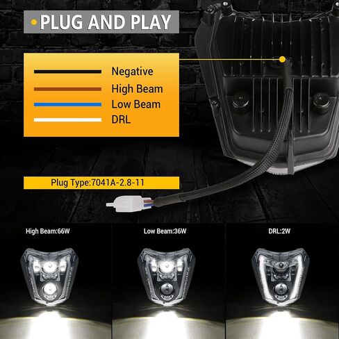 مصباح أمامي LED للدراجة النارية للدراجة الترابية DRL مع إطار متوافق مع دراجة نارية موتوكروس إندورو ATV Super Moto 150 250 350 450 500 SX XCW EXC SXF XC SMC R 690 in Saudi Arabia