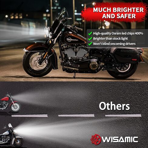 مصباح أمامي LED للدراجة النارية مقاس 7 بوصات من Wisamic، ومصابيح ضباب 4.5 بوصة وحلقة تثبيت، متوافقة مع Harley Davidson Road King Ultra Classic Electra Street Glide (فضي) in Saudi Arabia