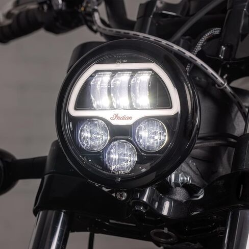 مجموعة المصابيح الأمامية للدراجات النارية الهندية باثفايندر 5.75 LED، أسود لامع، للكشافة، الكشافة بوبر، الكشافة المارقة، الكشافة ستين نماذج وأكثر من ذلك، شعاع عالي ومنخفض، يتضمن مشابك زنبركية، ركوب ليلي - 2882517 in Kuwait