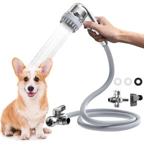 Dog Shower Attachment with 9.84ft Hose, Pet Shower Set for Convenient Dog Bath, 3-mode Handheld Dog Shower Head, Dog Shower Sprayer Attachment Set with Diverter Valve, No Drill Hook, Pet Bathing Tool