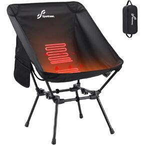 Sportneer Heated Chairs Outdoor Sports: Heated Camping Chair with USB Plug & 3 Heating Levels - Portable & Compact Heated Chair for Backpacking, Camping, Lawn, Picnic, Travel (Power Bank Not Included)