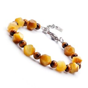 Unique Crystal Tiger Eye Bracelet for Men, HASKARE Real Tiger Eye Bracelet Premium Handcrafted Mens Beaded Bracelet, Durable Wire Strand Men Jewelry Protection Stone Bracelet Gifts for Him Fathers Day
