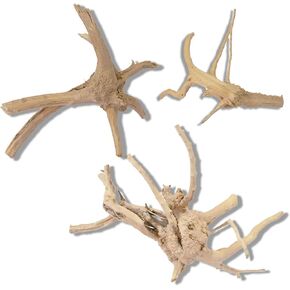 Natural Aquarium Driftwood Trunk & Assorted Branches - 7.9" to 9.8" - Perfect Terrarium Ornament for Varied Aquariums (Set of 3)