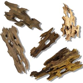 5 Pieces Aquarium Driftwood Set - Natural Fish Tank Decorations | Solid Reptile Wood Branches for Small Fish Hiding & Habitat Enhancement