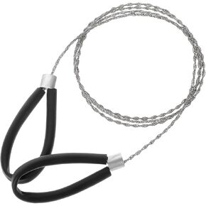 Stainless Steel Cable Saw, Hand Pocket String Rope Saw Metal Wire Saw PVC Pipe Cable Saw 32.4 Inch Heavy Duty Emergency Pocket Size Outdoor Tool for Cutting Wood Camping Hiking Hunting