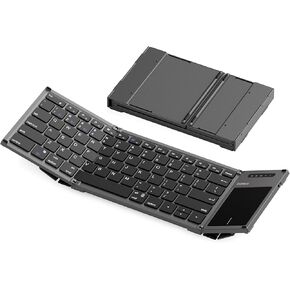 Inateck Foldable Keyboard, AI Keyboard with Touchpad, Bluetooth Wireless Mini Keyboard, Pocket Keyboard with 3 Bluetooth Channels, Compatible with iOS, Android, Windows, QWERTY, KB06101