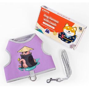 KYOYA Pet Harness and Leash Set - No Pull, Adjustable, Easy Walk Dog Harness and Dog Leash for Small Dog, Cat Harness and Leash - Japanese Traditional Costume, White, Small