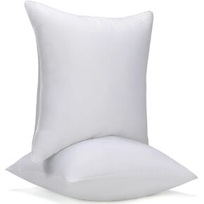 WINGLAM，Throw Pillow Inserts,Decorative Stuffer Pillows，Sham Stuffer，White, 2 Pack，24x24 Inches, Hypoallergenic，Polyester,Ultra Soft，Lightweight Down Alternative,Square(2)