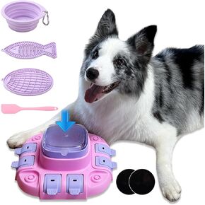 Dog Slow Feeder Puzzle with Treat Dispenser Bowl Design, 2 Levels Interactive IQ Training Toy for All Breeds, Mental Stimulating Entertainment Toy for Releasing Energy