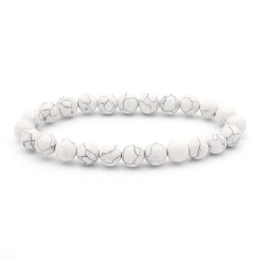 Handmade Womens Mens 6mm Gemstone Bracelet | Stress and Anxiety Power Bead Healing Crystal Gemstone Bracelet (White Turquoise)