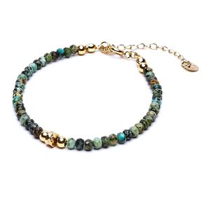 Handmade Womens Girls Delicate Natural Gemstone Beaded Bracelet | Crystal Healing Gemstone Beads Bracelet For Women and Girls - Adjustable Size (African Pine)