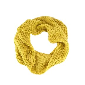 Handmade Black Infinity Scarf Cozy Chunky Knit Acrylic Wrap, Versatile 3-Way Wear, Warm & Stylish Unisex Winter Accessory for Women & Men (yellow)