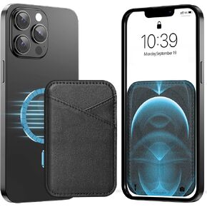 Miroddi for MagSafe Wallet, Leather Magnetic Card Holder for iPhone 16/15/14/13/12 Series, 0.12" Invisible Ultra-Thin Magnetic Phone Wallet, 2 Independent Card Slot, RFID Blocking, Carbon Fiber Brown