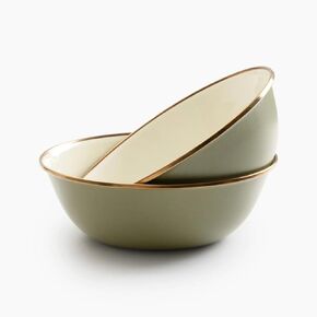 Barebones Enamel Bowl Set - Dish Set of 2 Bowls - Enamelware Set for Camping and Everyday Use (Mint)