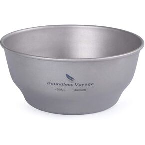 iBasingo 400ml Titanium Bowl Small Single Layer Rice Bowl Ultralight Tableware Gym Fitness Bowl Outdoor Camping Dinnerware Potable Stackable Kitchen Utensils Ti1105T