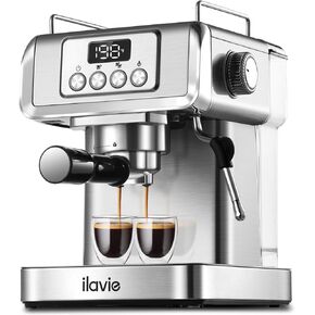 Espresso Machine 20 Bar, Professional Espresso Maker Cappuccino Machine with Steam Milk Frother, Stainless Steel Espresso Coffee Machine with 61oz Removable Water Tank, for Home Office Dad Mom