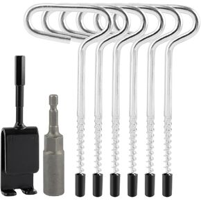 طقم محول مثقاب مكون من 8 قطع/مجموعة من توكي مع أوتاد خيمة، محول مثقاب مرساة الجليد مع 6 أوتاد خيمة صيد الجليد لخياطة إدخال الثلج، مرساة ثلجية لإعداد خيمة مأوى لصيد الأسماك على الجليد (فضي) in Kuwait