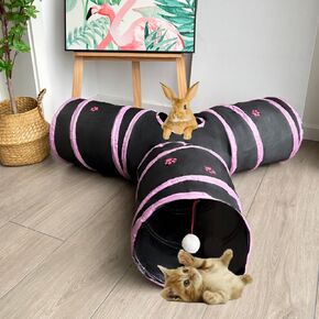 Cat Tunnels for Indoor Cats, Cat Tubes, 3way Cat Play Tunnel, Interactive Toys Maze, Cat Hideout for Cats, Rabbit, Bunny, Doggie, Puppy, Kitty, Kitten Tunnel (Colorful)
