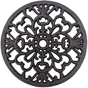 Comfy Hour Antique and Vintage Collection Cast Iron Round Trivet 7" D Black