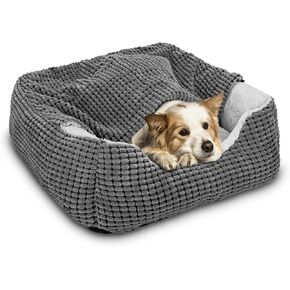 GASUR Dog Beds for Large Medium Small Dogs, Rectangle Cave Hooded Blanket Puppy Bed, Luxury Anti-Anxiety Orthopedic Cat Beds for Indoor Cats, Warmth and Machine Washable (25 inches, Grey)