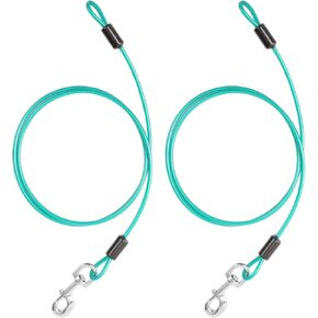 Dog Leash Extension Attachment 2 Pack,2FT Chew Proof Dog Lead with No Tangle Clip, Dual Dog Leashes Extension Attachment for Collar&Harness Great for 2 Dogs Running, Walking(Red)