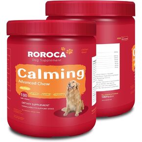 Dog Calming Chews - Extra Herbal Formula for Pets Anxiety Relief, Long-Lasting 24-Hour Composure&Relaxation, Double Pack Value, USA & Globally Sourced Ingredients180 Count