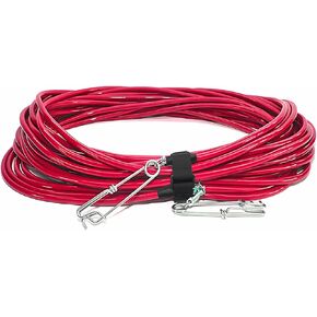 MIMIRACLE Heavy Duty Vinyl Float Line Assembly for Spearfishing and Freediving - High Visibility Red, 550 lb Test Strength, Stainless Steel Clips -50Ft