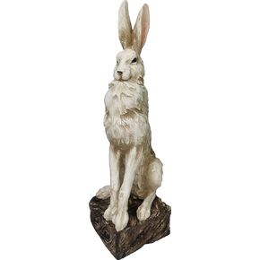 Large Size Noble Sitting Rabbit Bunny Realistic Rabbit Happy Easter Bunny Magnesium Oxide Stone Sculpture Decorations for Indoor Outdoor Garden Statue 30'' High