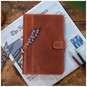 Genuine Leather Journal – Crafted in USA – Unique Gift for Business, College, Travel, Work – Refillable Lined Pages Notebook for Writing – Leather Journal for Men & Women