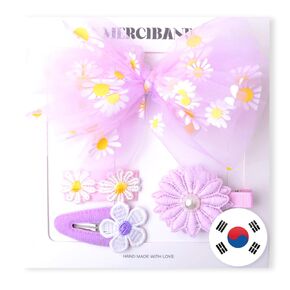 Spring lavender hairclip gift set (4pcs/pack) all made in Korea. girl's gift set, snap clip, barretta clip, baby pin, children's hair accessory