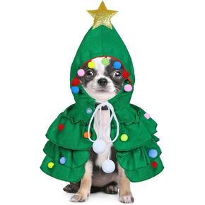 Cat Dog Christmas Outfit, GOYOSWA Cat Kitten Dog Christmas Clothes Pet Christmas Tree Costume with Star Ornament for Cats Kittens Puppy Pets (Medium)