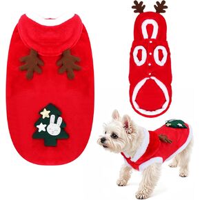 Dog and Cat Christmas Costume，Puppy Christmas Elk Costume，Small and Medium-Sized Cat and Dog Christmas Role-Playing Costumes(Medium)