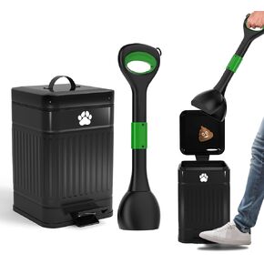 Small Dog Poop Trash Can Outside with Pooper Scooper, Dog Waste Trash Can with Poop Scoop, Dog Poop Can Outdoor with Lid, Odor Control Dog Poop Bucket, Dog Poop Container Outdoor no Smell in Kuwait