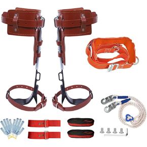 Padded Tree Climbing Spikes for Tree Work Tree Spurs with Leather Safety Belt Tree Climbing Evoke for Tall Pines with Durable Tree Gaffs Climbing Spurs with Stabilize Foot Lines