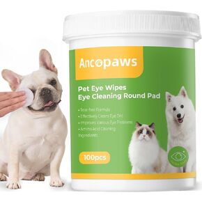 Eye Wipes for Dog & Cat - Tear Stain Remover for Pets - Dog Eye Wipes for Discharge and Crust - Eye Care Cleaning Pads for Reducing Dirt and Mucus Secretions - 100pcs