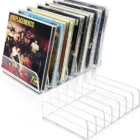 حامل أقراص مضغوطة، حامل أقراص مضغوطة من الأكريليك الشفاف لتخزين أقراص DVD، حامل منظم أقراص مضغوطة يحمل ما يصل إلى 14 حافظة أقراص مضغوطة قياسية لتخزين أرفف الوسائط وتنظيمها بدون أقراص DVD