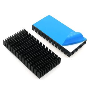 2Pcs Heatsink 80 x 40 x 11mm Black Aluminum Heat Sink Radiator Cooler with Thermal Conductive Adhesive Tape Cooling Fin for 3D Printer Motor, Thermoelectric Peltier