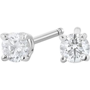 Real Diamond Earrings Studs for Women 14K Gold (Color I, Clarity SI1) Round