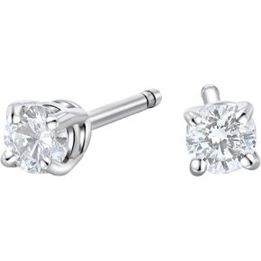 Real Diamond Earrings Studs for Women 14K Gold (Color I, Clarity SI1) Round