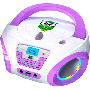 Tunes Kids Boombox CD Player for Children + FM Radio + Includes Batteries + Purple Radio - CD Player Children with Speakers Children and Toddlers - Purple
