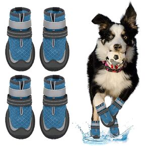 Dog Shoes for Large Small Medium Dogs - Breathable Dog Boots for Summer Hot Pavement Waterproof Paw Protector for Outdoor Walking(Orange-B, #7 (3.34"*2.75")(L*W) for 40-58 lbs)