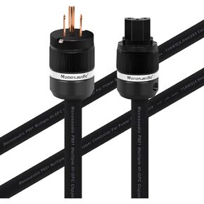 Monosaudio 11 Gauge Audiophile Power Cable High End Power Cable 3-Prong US Pure Copper Power Connectors Power Cord Audiophile AC Power Cable IEC320 C13 Connector for Audio Equipment(6.6ft/2M)