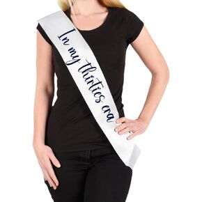 In My Thirties Era Custom Satin Sash for Women. Personalized Birthday Sash (Thirties Era Pink)