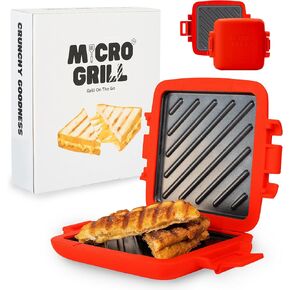 | Microwave Sandwich Maker - Grilled Cheese Sandwich Maker - Munchy - Toastie Maker- Panini Press - Travel Sandwich Maker (Red)